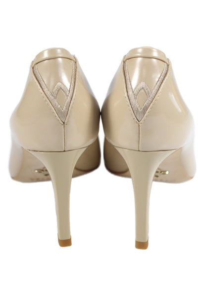 Veerah New York Womens Leather Pointed Toe Stiletto Heels Beige Size 7
