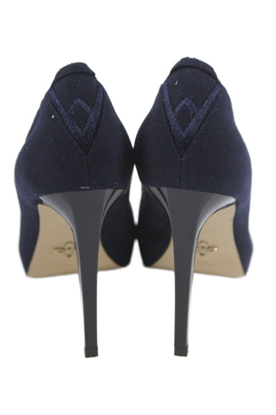 Veerah New York Womens Suede Pointed Toe Stiletto Pumps Navy Size 6