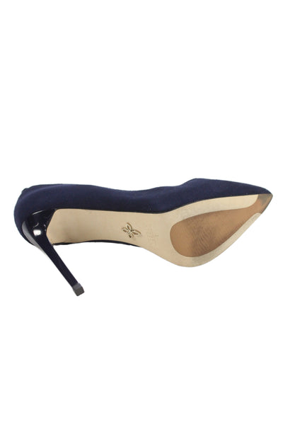 Veerah New York Womens Suede Pointed Toe Stiletto Pumps Navy Size 6