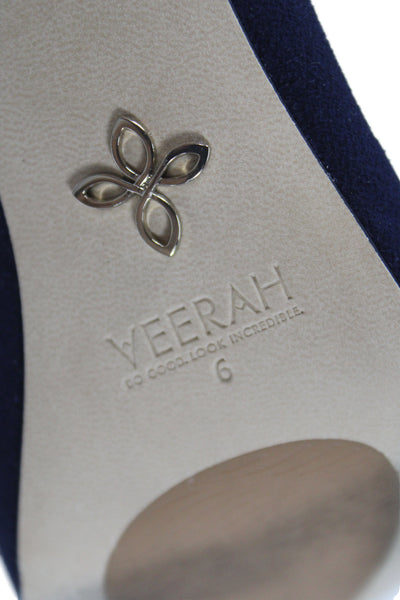 Veerah New York Womens Suede Pointed Toe Stiletto Pumps Navy Size 6