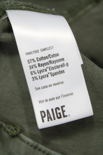 Paige Black Label Womens Jumpsuit Green Long Sleeve Military Snap Size 2