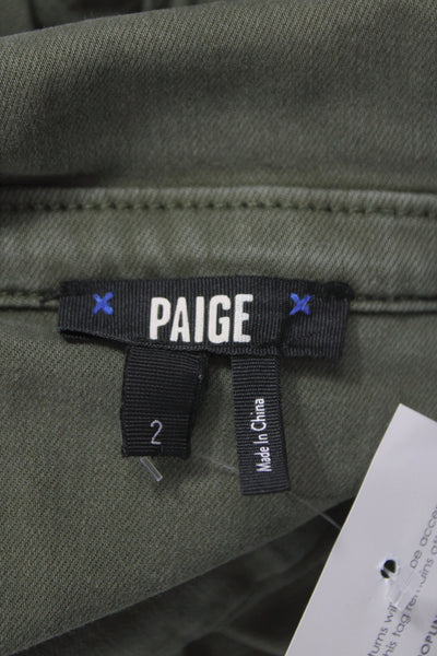 Paige Black Label Womens Jumpsuit Green Long Sleeve Military Snap Size 2
