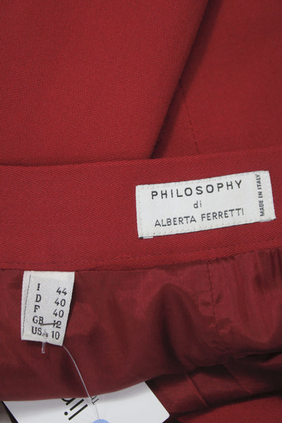 Philosophy di Alberta Ferretti Women Straight Pencil Skirt Red Size 10