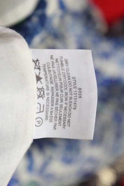 Tory Burch Women Fit & Flare Blue Linen Dress Sleeveless Size 10