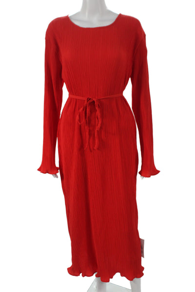 Never Fully Dressed Womens Maxi Dress Red Long Sleeve Round Neck Size 10
