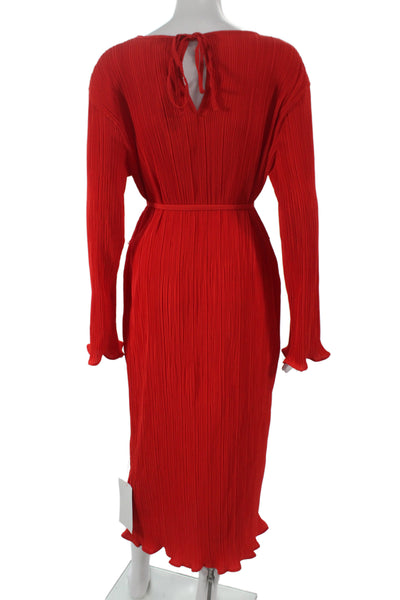 Never Fully Dressed Womens Maxi Dress Red Long Sleeve Round Neck Size 10
