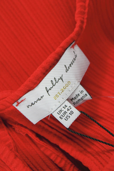 Never Fully Dressed Womens Maxi Dress Red Long Sleeve Round Neck Size 10