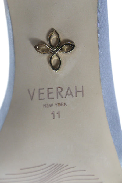 Veerah New York Womens Solid Metallic Ankle Strap Sandals Silver Size 11