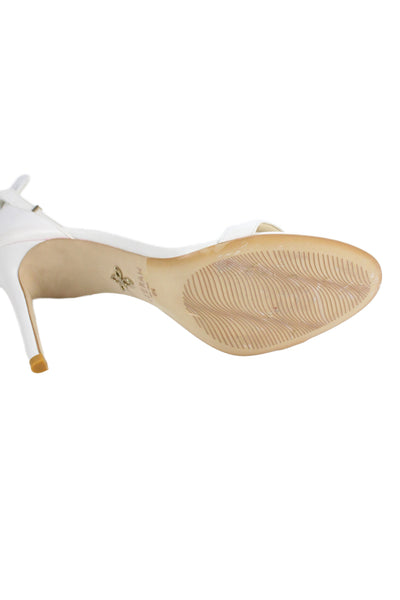 Veerah New York Womens Solid Leather Ankle Strap Sandals White Size 9.5