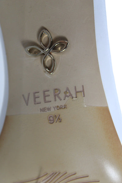 Veerah New York Womens Solid Leather Ankle Strap Sandals White Size 9.5