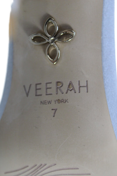 Veerah New York Womens Solid Metallic Ankle Strap Sandals Silver Size 7