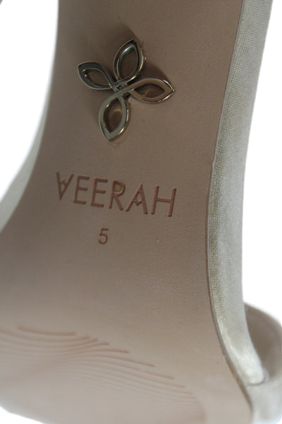 Veerah New York Womens Ankle Strap Sandals Heels Beige Size 5