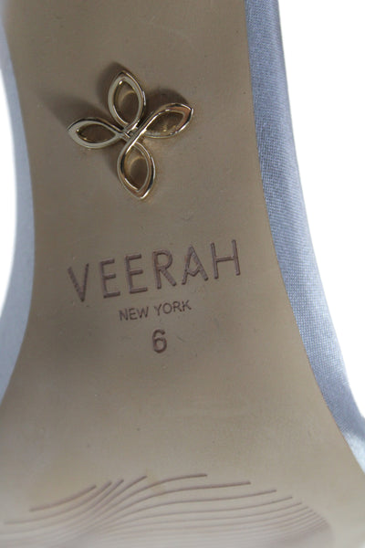 Veerah New York Womens Solid Metallic Ankle Strap Sandals Silver Size 6