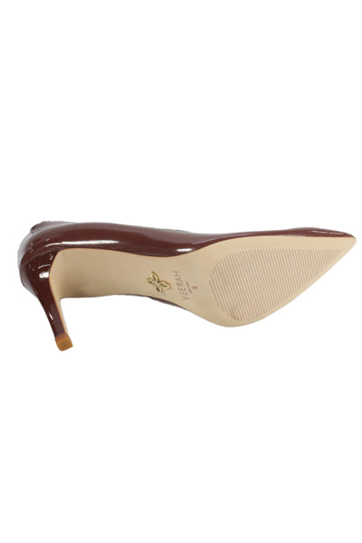 Veerah New York Womens Patent Leather Pointed Toe Heels Brown Size 6