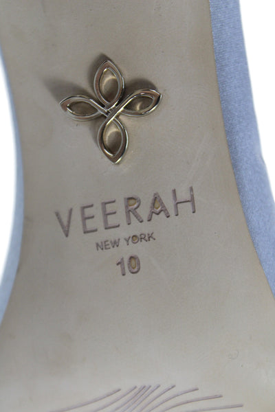 Veerah New York Womens Solid Metallic Ankle Strap Sandals Gray Size 10
