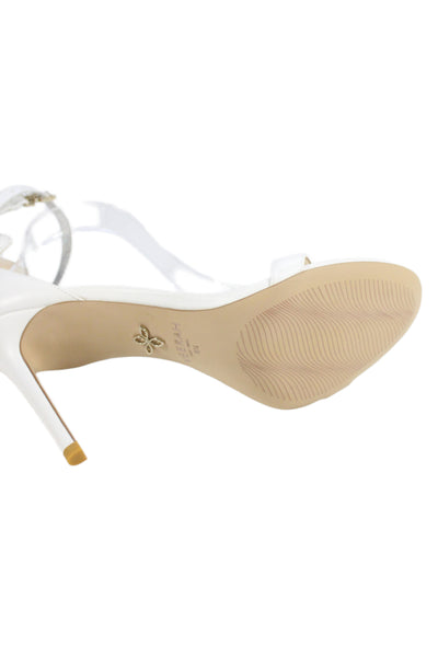Veerah New York Womens Leather Solid Ankle Strap Sandals White Size 8.5