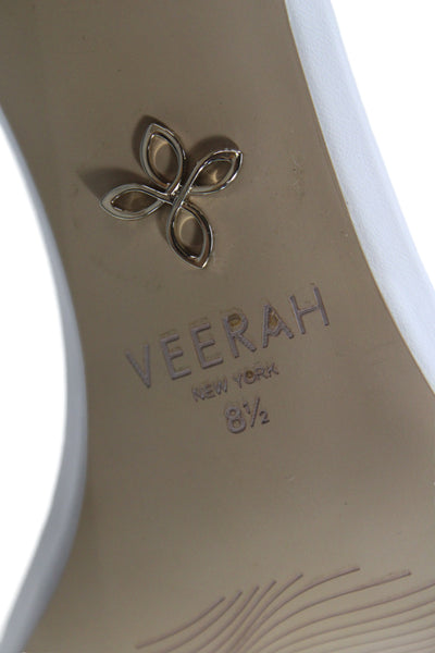 Veerah New York Womens Leather Solid Ankle Strap Sandals White Size 8.5