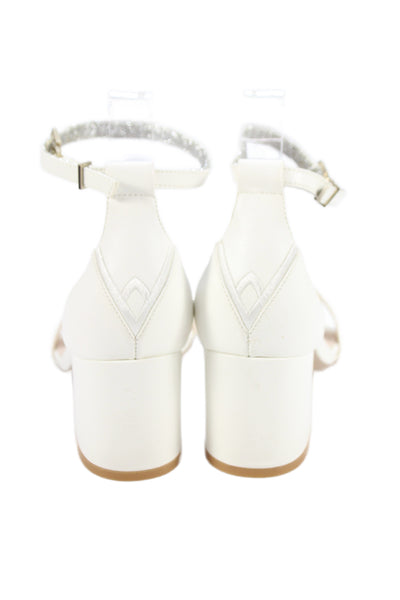 Veerah New York Womens Solid Leather Ankle Strap Sandals White Size 7