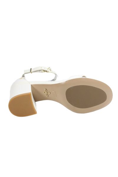 Veerah New York Womens Solid Leather Ankle Strap Sandals White Size 7