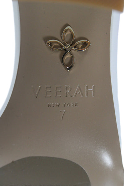 Veerah New York Womens Solid Leather Ankle Strap Sandals White Size 7