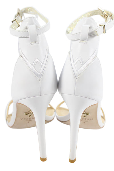 Veerah New York Womens Solid Leather Ankle Strap Sandals White Size 9