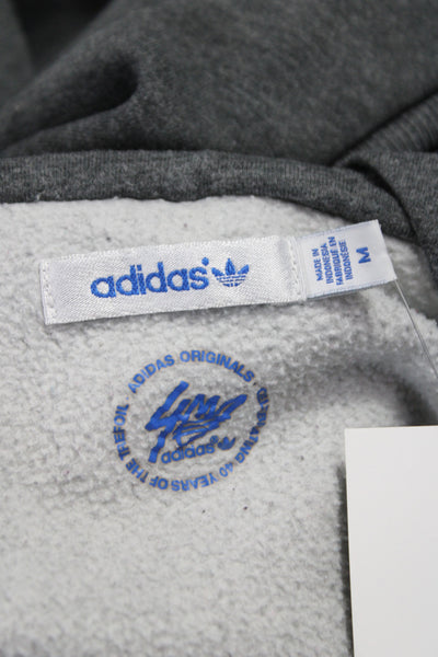 Adidas Womens Pullover Hoodie Gray V-Neck Long Sleeve Logo Size M