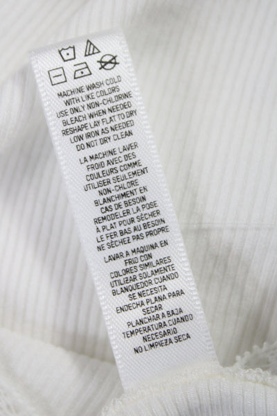 Skims Women White Cropped Button Up Top Square Neck Long Sleeve Modal Size S