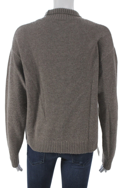 Zara Women Brown Mock Neck 90% Wool Pullover Sweater Long Sleeve Size S