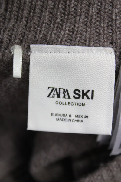 Zara Womens Brown Wool Flared Leggings Ski Winter Size S