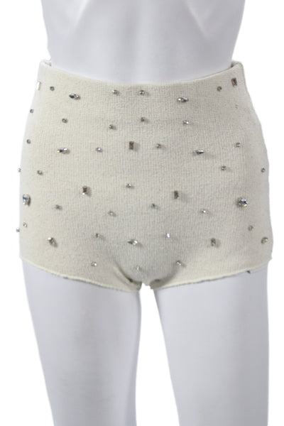 Zara Women Hot Pants Ivory Polyester Sparkly Size S