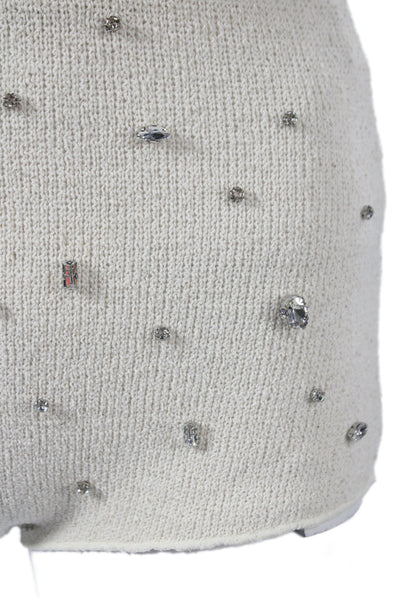 Zara Women Hot Pants Ivory Polyester Sparkly Size S