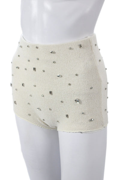 Zara Women Hot Pants Ivory Polyester Sparkly Size S