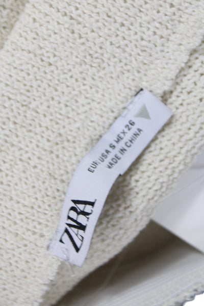 Zara Women Hot Pants Ivory Polyester Sparkly Size S
