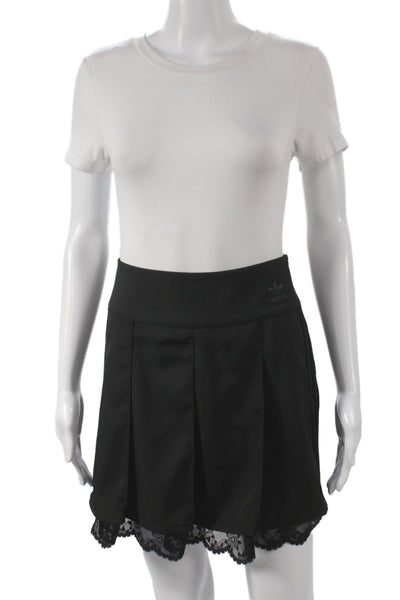 Adidas Women Mini Skirt Black 100% Recycled Polyester Zip Athleisure Size 2