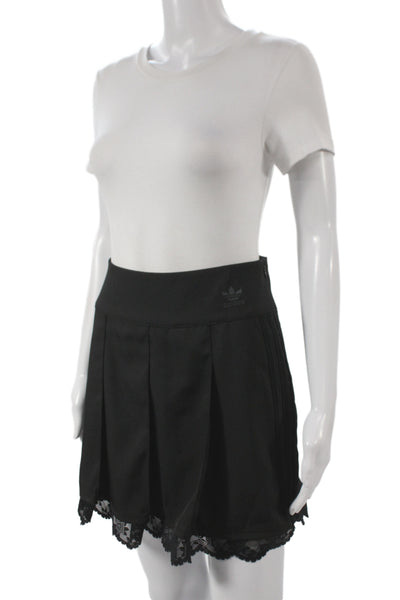 Adidas Women Mini Skirt Black 100% Recycled Polyester Zip Athleisure Size 2