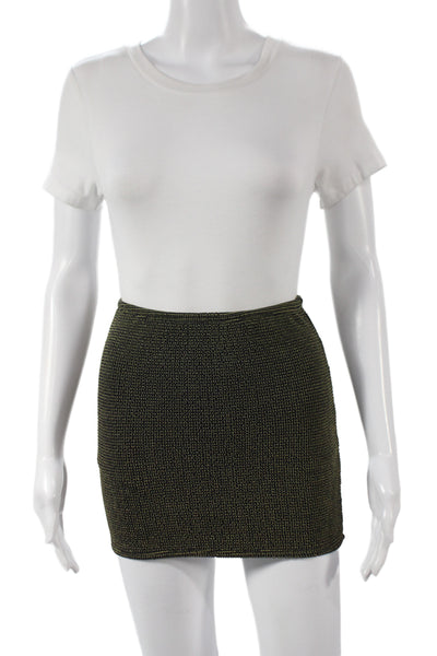 Good American Womens Black Metallic Mini Skirt Pull On 53% Nylon Size 0