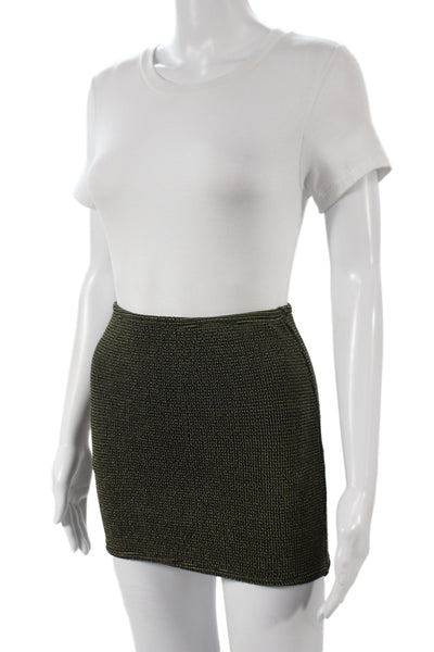 Good American Womens Black Metallic Mini Skirt Pull On 53% Nylon Size 0