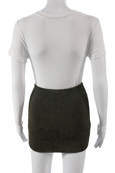 Good American Womens Black Metallic Mini Skirt Pull On 53% Nylon Size 0