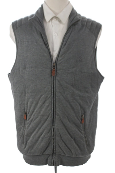 Polo Golf Ralph Lauren Mens Quilted Modal Vest Gray Zip Size L