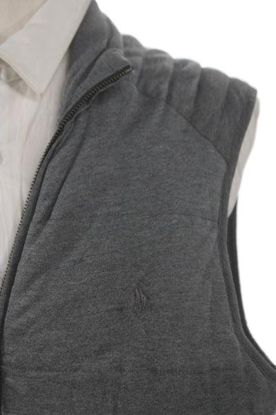 Polo Golf Ralph Lauren Mens Quilted Modal Vest Gray Zip Size L