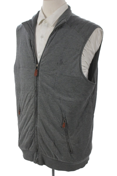Polo Golf Ralph Lauren Mens Quilted Modal Vest Gray Zip Size L