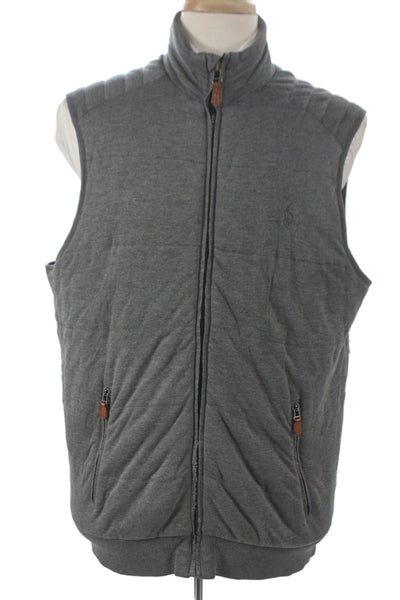 Polo Golf Ralph Lauren Mens Quilted Modal Vest Gray Zip Size L