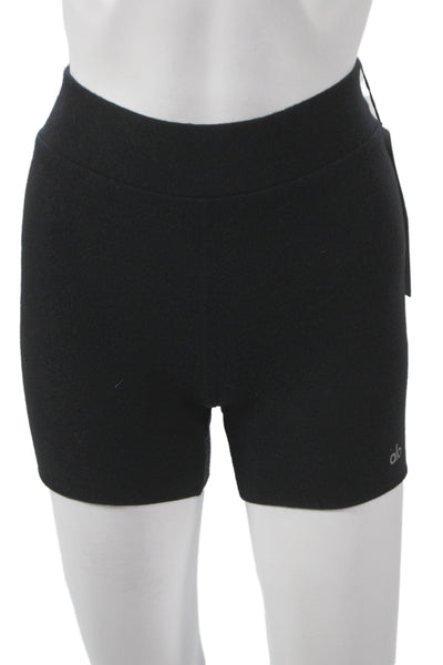 Alo Womens Athletic Shorts Black Polyester Solid Spring Size 2XS