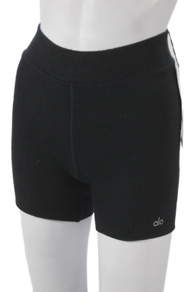Alo Womens Athletic Shorts Black Polyester Solid Spring Size 2XS