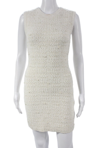 Zara Women Bodycon Dress Ivory Textured Knit Sleeveless Short Size S