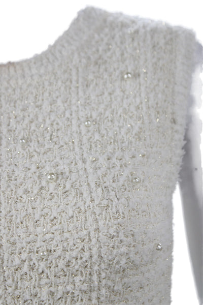 Zara Women Bodycon Dress Ivory Textured Knit Sleeveless Short Size S
