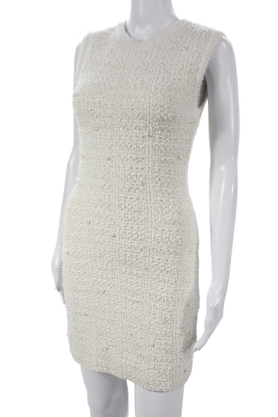 Zara Women Bodycon Dress Ivory Textured Knit Sleeveless Short Size S