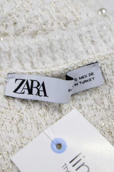 Zara Women Bodycon Dress Ivory Textured Knit Sleeveless Short Size S