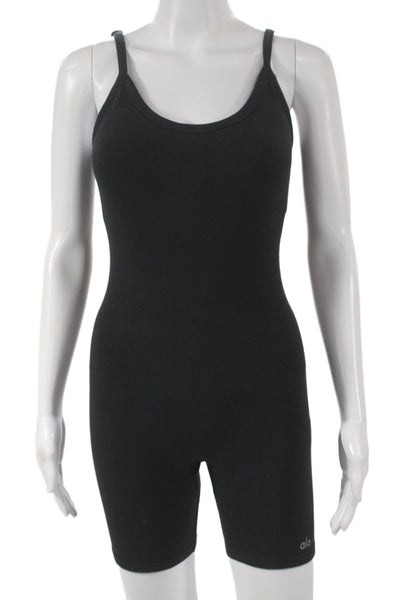 Alo Womens Unitard Black Sleeveless Scoop Neck Athleisure Cotton Size XS