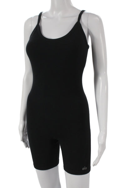 Alo Womens Unitard Black Sleeveless Scoop Neck Athleisure Cotton Size XS